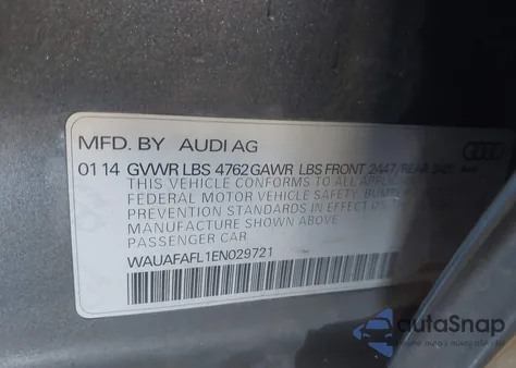 2014 Audi A4 2.0T Premium z USA, uszkodzony, nr VIN WAUAFAFL1EN029721